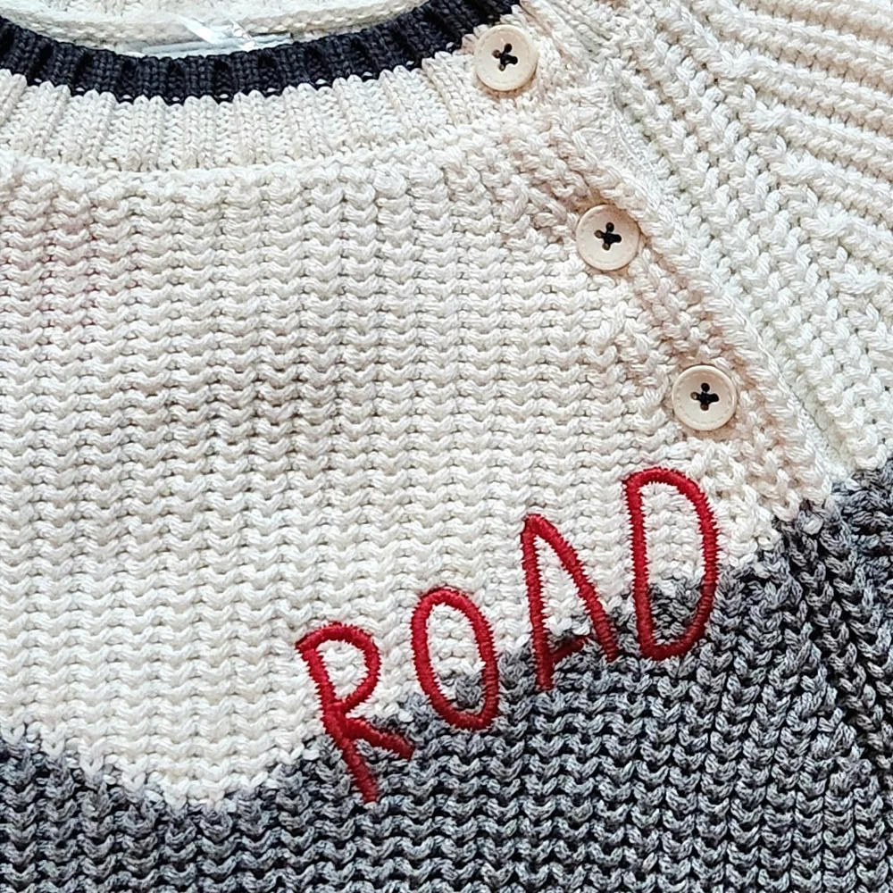 NWT Boboli Sweater Size 2 Colors cream grey red accents - Picture 8 of 15